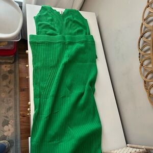 Vibrant Green Midi Skirt Set